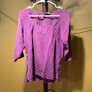 Eileen Fisher purple silk blouse